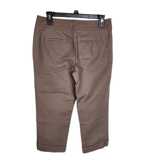 Ann Taylor Womens Cropped Pants Size 4 Brown Signature Cuffed Mid Rise Pockets - Picture 2 of 9
